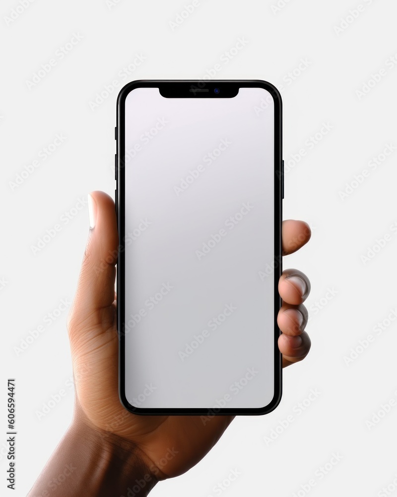 Mockup empty blank smartphone screen a hand create using generative ai tools Mockup empty blank smartphone screen a hand create using generative ai tools