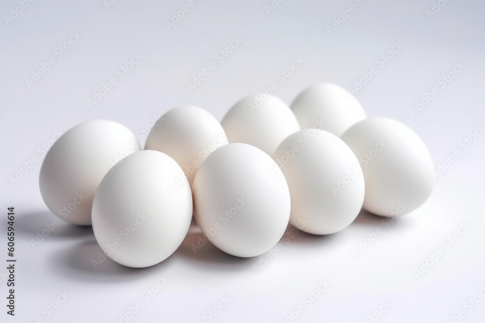 White eggs on white background, Generative ai White eggs on white background, Generative ai
