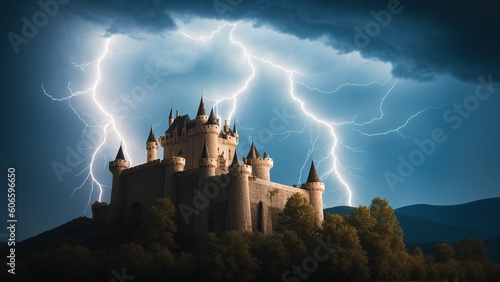 A Digital Image Illustrating A Captivatingly Abstract Image Of A Castle