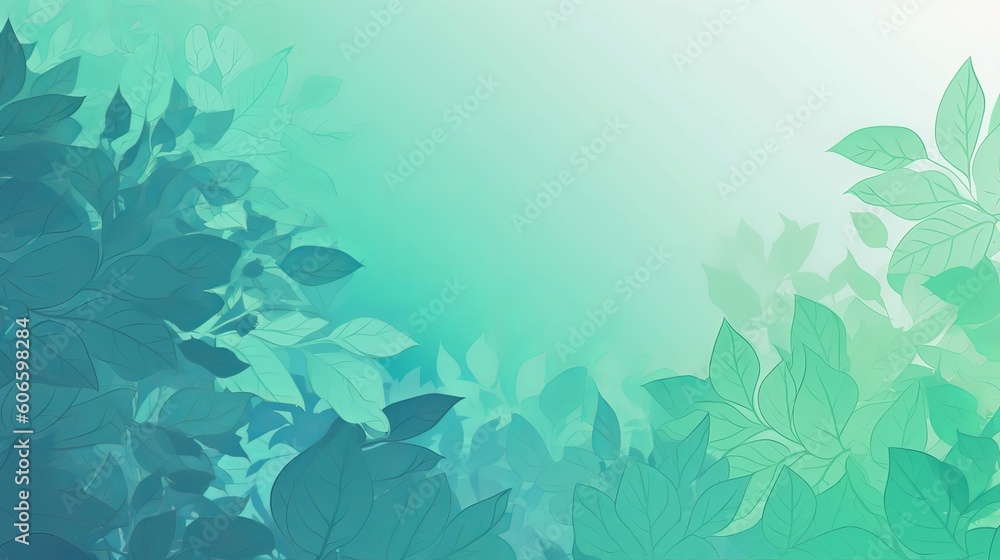 green nature gradient background banner abstract background with leaf foliage Generative AI stock illustration