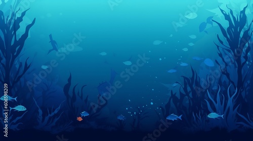 blue nature gradient background banner abstract background with sea ocean fish Generative AI stock illustration