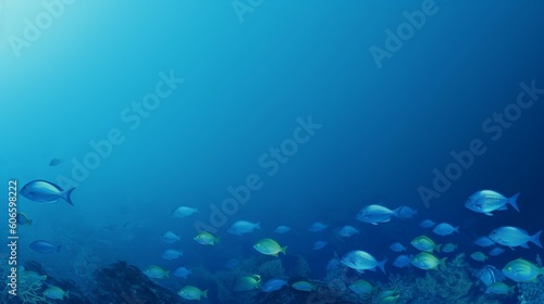 blue nature gradient background banner abstract background with sea ocean fish Generative AI stock illustration © Ridho Mrr