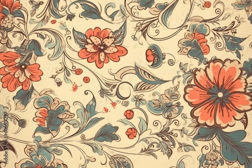 Vintage floral pattern background, Generative ai