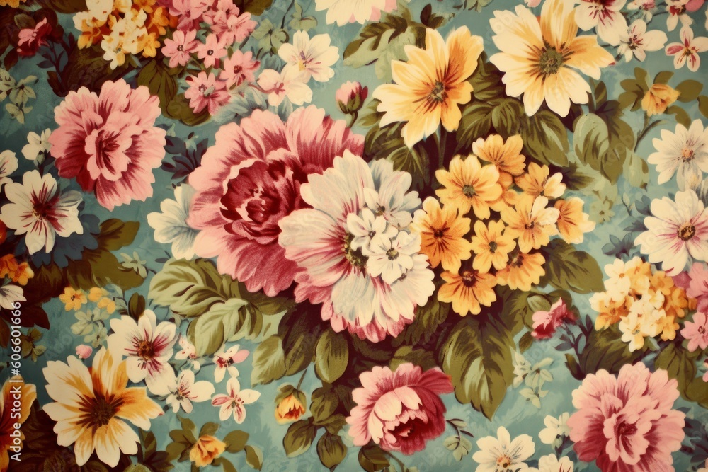 Vintage floral pattern background, Generative ai
