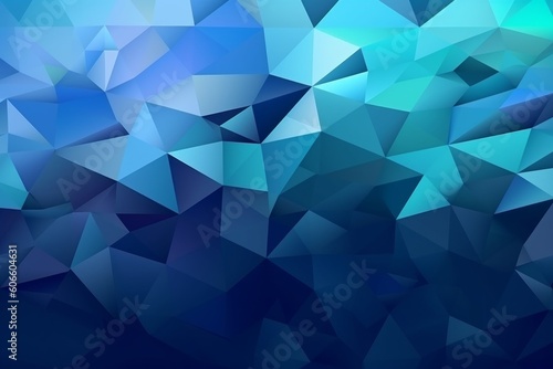 Triangular geometric pattern in shades of blue background, Generative ais