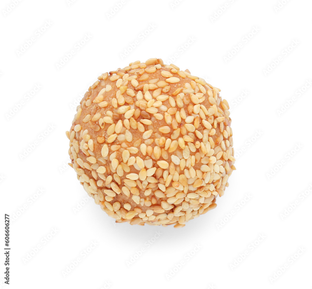Delicious sesame ball on white background, top view Delicious sesame ball on white background, top view