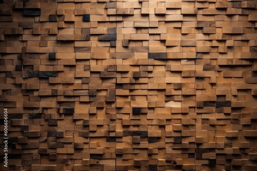 Background of small teak panels connected together, Generative ai Background of small teak panels connected together, Generative ai
