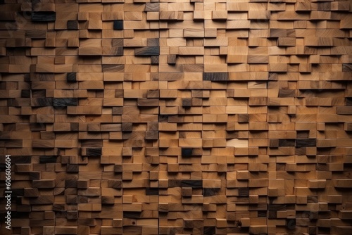 Background of small teak panels connected together  Generative ai