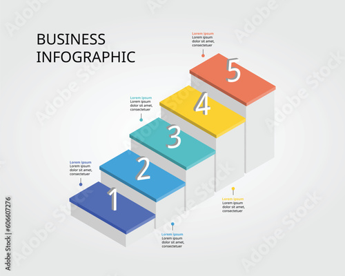 level template for infographic for presentation for 5 element