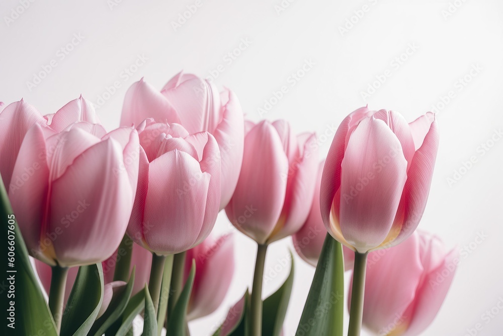 Obraz premium The illustration of pink tulips, AI contents by Midjourney