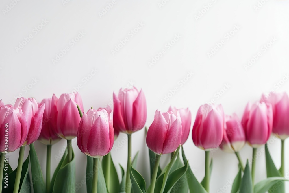 The illustration of pink tulips, AI contents by Midjourney The illustration of pink tulips, AI contents by Midjourney