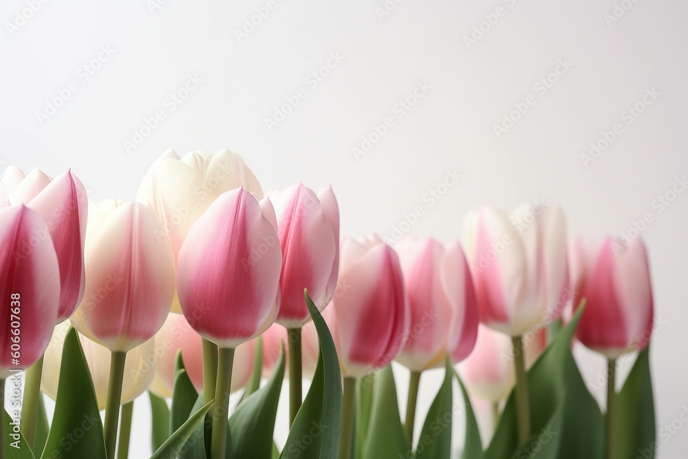 The illustration of pink tulips, AI contents by Midjourney The illustration of pink tulips, AI contents by Midjourney