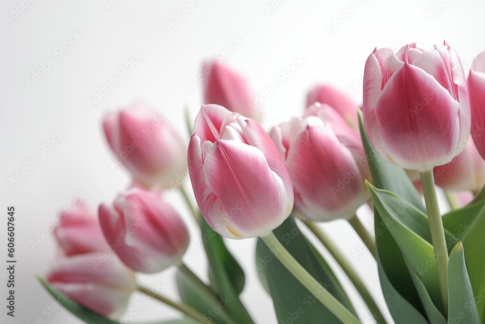 The illustration of pink tulips, AI contents by Midjourney The illustration of pink tulips, AI contents by Midjourney