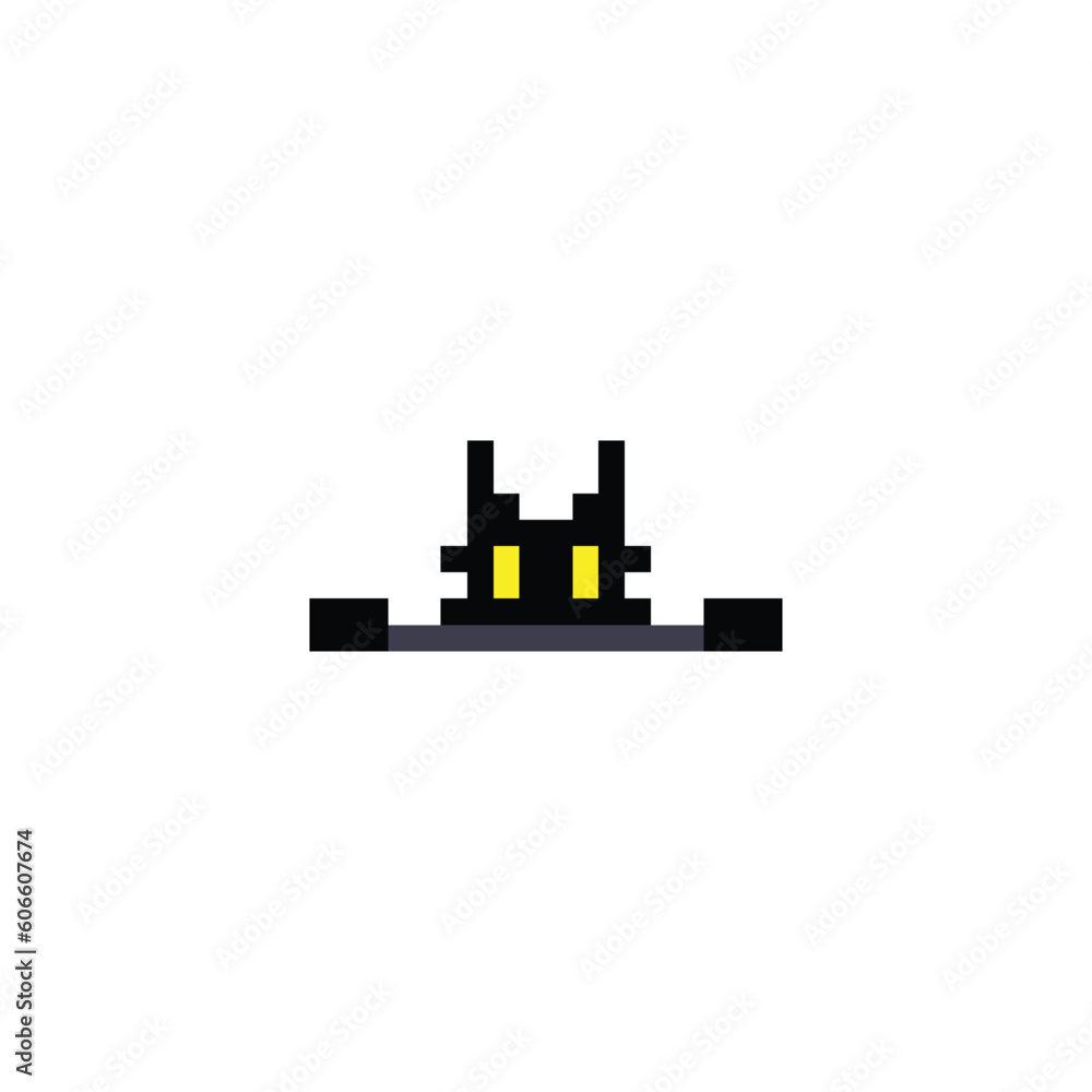 this is a cat in pixel art with black color,this item good for presentations,stickers, icons, t shirt design,game asset,logo and project.