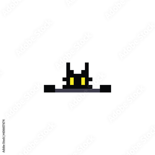 this is a cat in pixel art with black color this item good for presentations stickers  icons  t shirt design game asset logo and project.