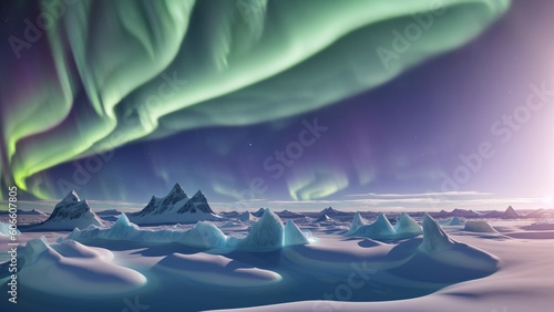An Artful Depiction Of A Charming Aurora Bore With A Mountain Range In The Background