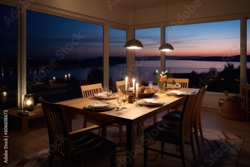 professional catalog image with full dining room table Cinematic Editorial Photography