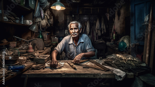 スラム街でモノを売る貧困層のアジア人
 photo