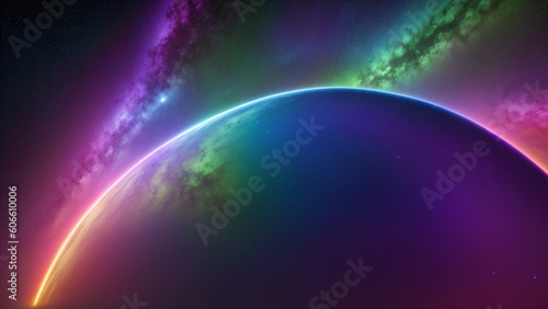 An Interesting View Of A Planet With A Bright Rainbow Glow