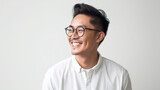 眼鏡をかけたアジア人の若い男性のポートレート・顔の横顔（Generative AI）
