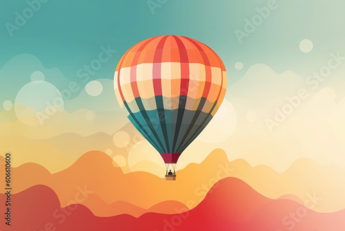 Hot Air Balloon Day. a hot air balloon flying through a cloudy sky, a digital painting, colorful vector illustration, blurred and dreamy illustration, pastel colourful 2 d. Generative ai
