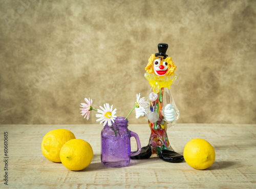 still life with clowns and lemons