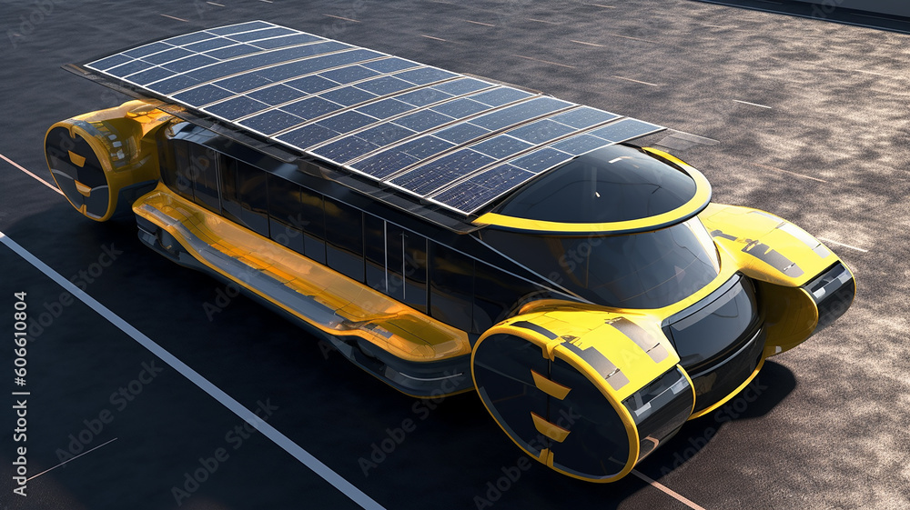 太陽電池で動くソーラーカー・未来の車のイメージ（Generative AI）
 - obrazy, fototapety, plakaty 