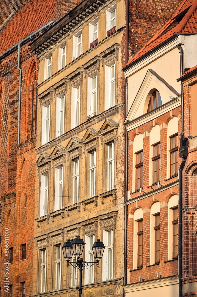 Old Town of Torun. Gothic tenement houses in old town Torun, listed by UNESCO organisation.