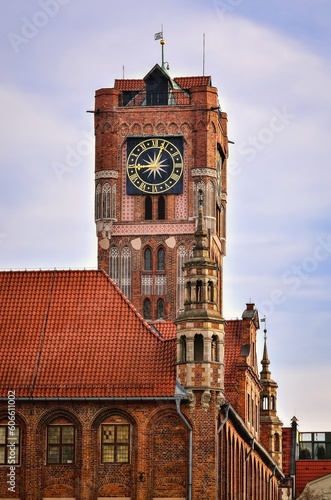 Old Town in Torun, Poland. The tower of the gothic town hall, listed by UNESCO organisation.