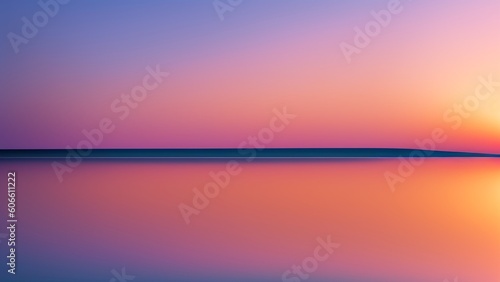 A Vivid Sunset Over A Calm Lake With A Small Island In The Distance