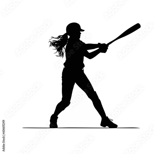 silhouettes of softball woman silhouette. Side profile. Vector illustration, white background