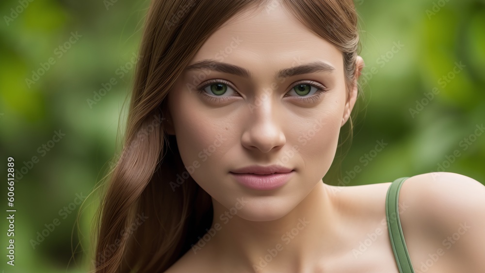 A Gorgeous Young Woman With Long Brown Hair And Green Eyes A Gorgeous Young Woman With Long Brown Hair And Green Eyes