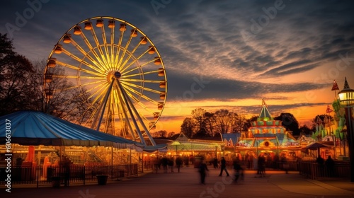 Wallpaper Mural beautiful twilight sky above an amusement park generative ai Torontodigital.ca