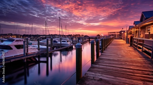beautiful twilight sky above a harbor. generative ai