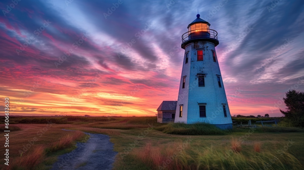 beautiful twilight sky above a lighthouse generative ai beautiful twilight sky above a lighthouse generative ai