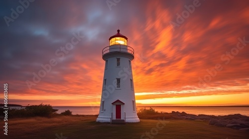 beautiful twilight sky above a lighthouse generative ai © ThisDesign