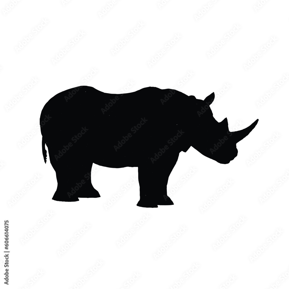 Naklejka premium rhino silhouette isolated on white