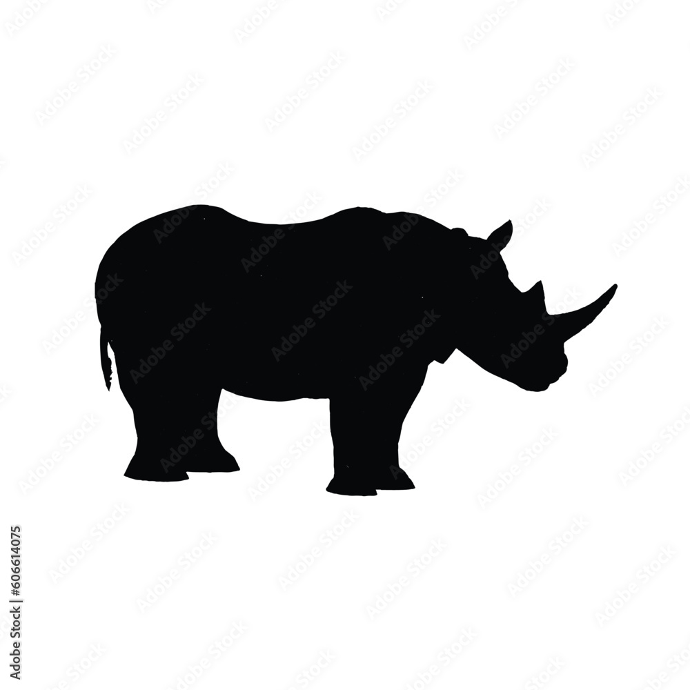 rhino silhouette isolated on white rhino silhouette isolated on white