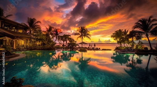 beautiful twilight sky above a tropical paradise generative ai © ThisDesign
