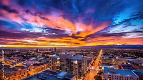 beautiful twilight sky in an urban cityscape generative ai