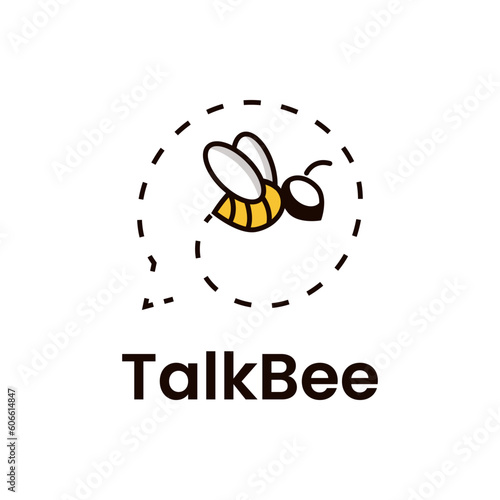 Logo combination of bees and speech bubble trail. It is suitable for use as a conversation logo.