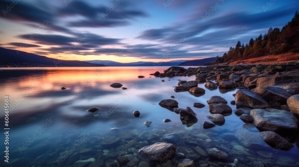 beautiful twilight sky over a fjord generative ai beautiful twilight sky over a fjord generative ai