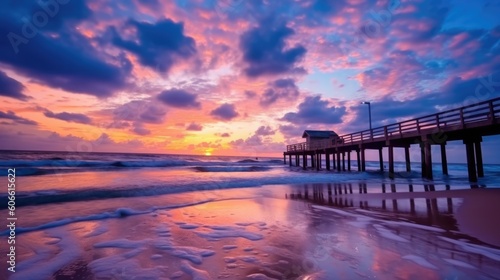 beautiful twilight sky over a beach generative ai © ThisDesign