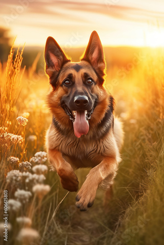 German shepherd dog running towards the camera © STORYTELLER