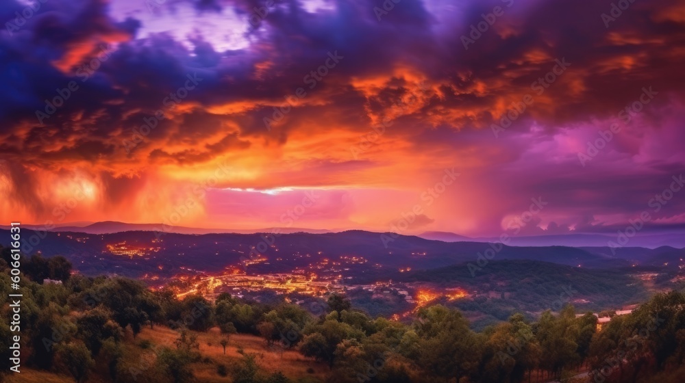 beautiful twilight sky surrounded by hills generative ai beautiful twilight sky surrounded by hills generative ai