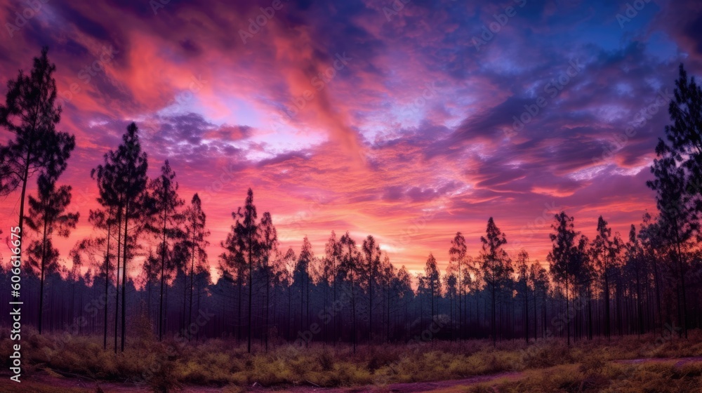 Fototapeta premium beautiful twilight sky surrounded by hills generative ai