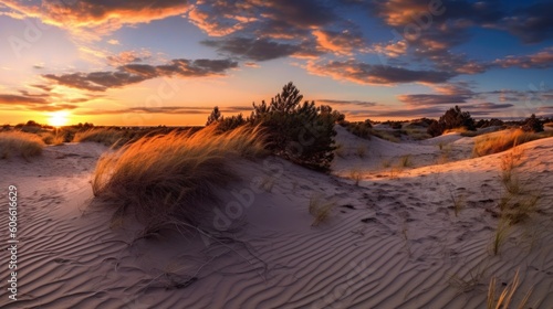 beautiful twilight sky over sand dunes generative ai