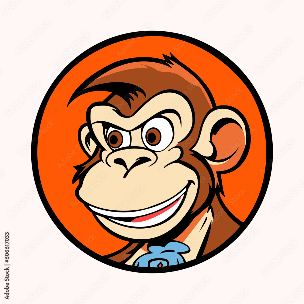 Smile monkey head circle logo vector illustration