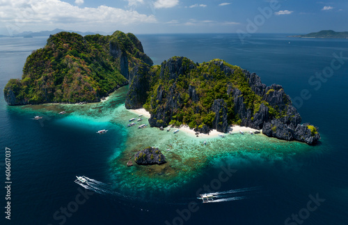 Shimizu island is located near Miniloc island, about 12 km from El Nido, Palawan, Philippines.