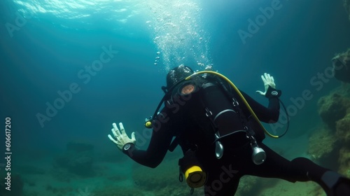 scuba diving instructor teaching a lesson generative ai